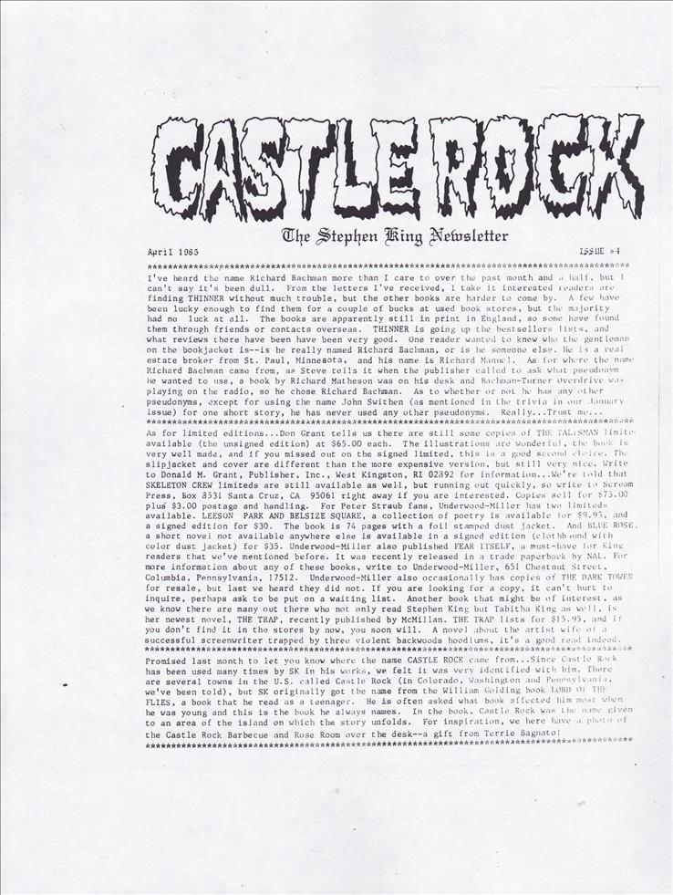 Castle Rock newsletter 